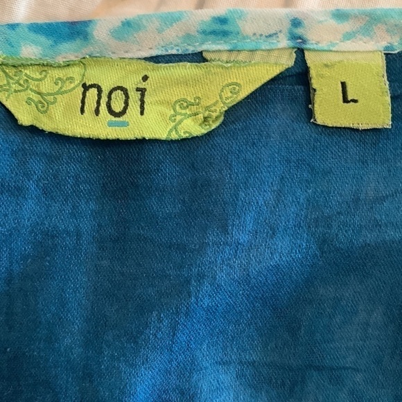 Noi Blue Print Sleeveless Dress with Ruffle Hem Large - Picture 7 of 10